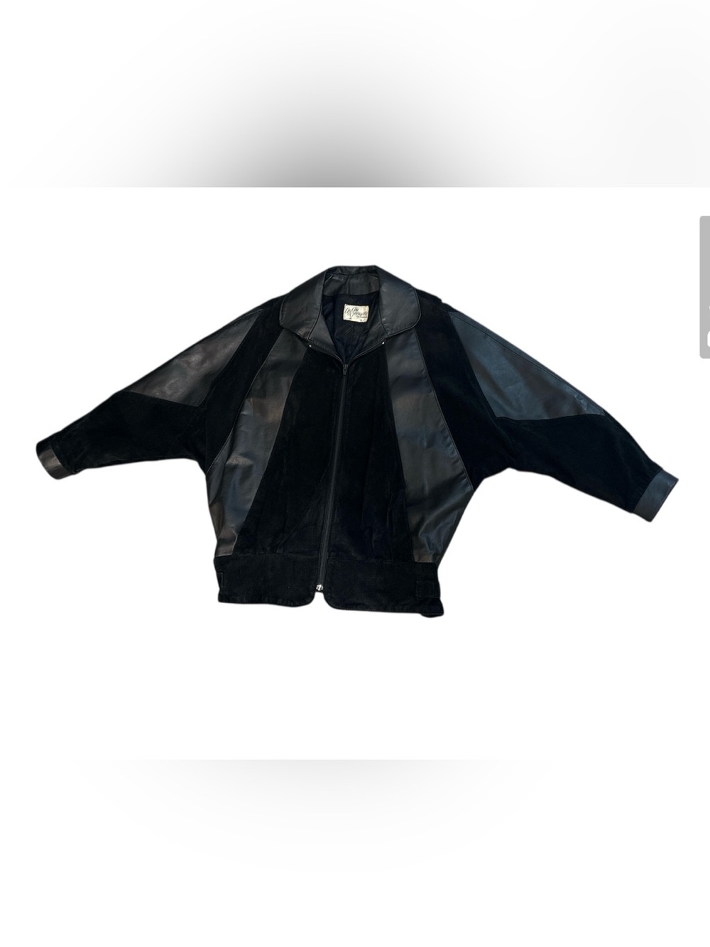 Vintage Aggie Georgette for Chordas Black Leather Suede Mixed Media Jacket SZ 8